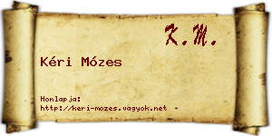 Kéri Mózes névjegykártya